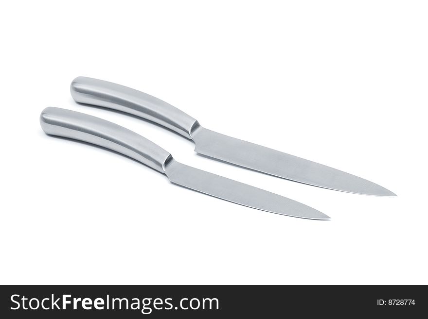 Two kitchen knife on a white background