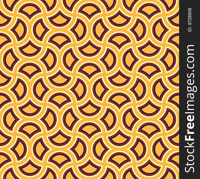 Yellow and brown psychedelic circle seamless pattern. Yellow and brown psychedelic circle seamless pattern