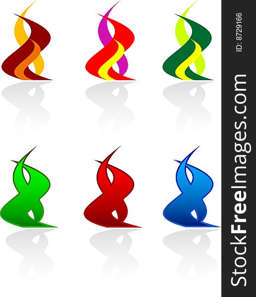 Vector symbol. Set of color flame.