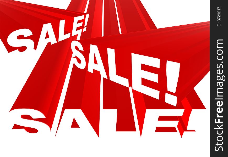 Red sale label on white background