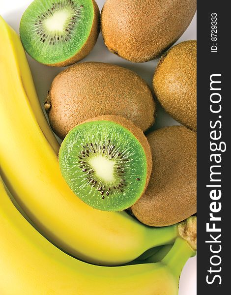 Some fresh kiwi and banana closeup