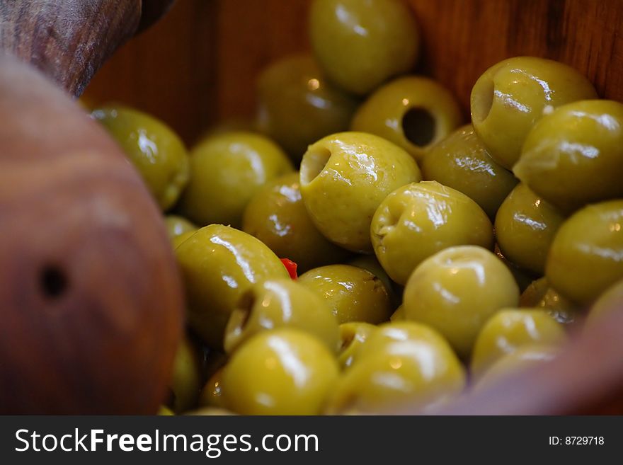 Green Olives at the market