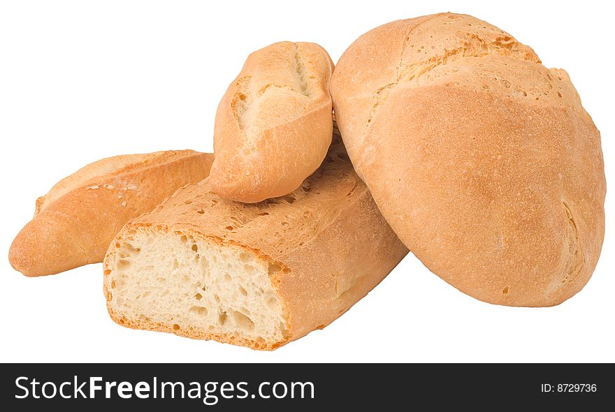 Typical italian handcrafted bread on white background