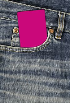 Jean Texture With Pocket And Empty Card Royalty Free Stock Photography Jean Texture With Pocket And Empty Card Royalty Free Stock Photography