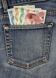 Jean Back Pocket And Turkish Lira Royalty Free Stock Photo Jean Back Pocket And Turkish Lira Royalty Free Stock Photo