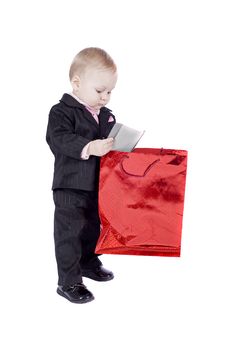 Happy Kid With His Present Stock Photo