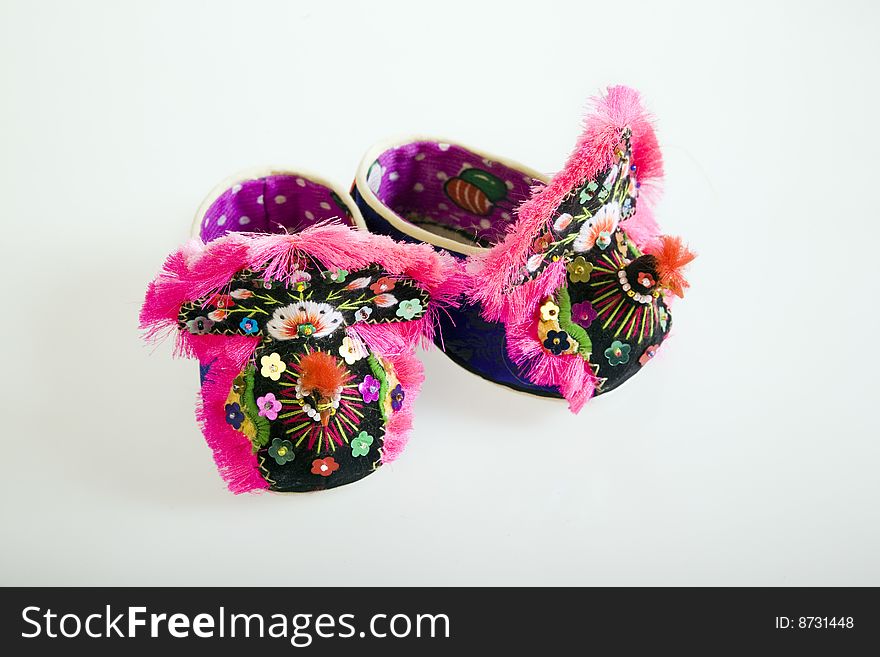 Chinese folk art, handmade cloth shoes.