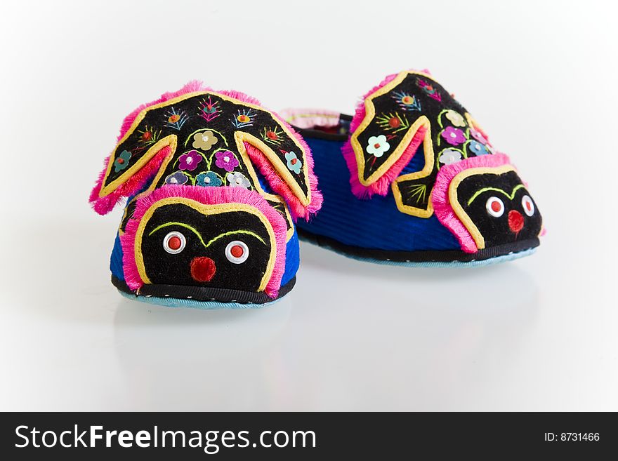 Chinese folk art, handmade cloth shoes in hebei