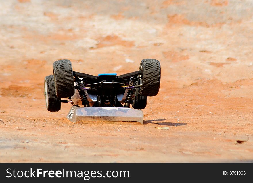 Remote control model car overturned