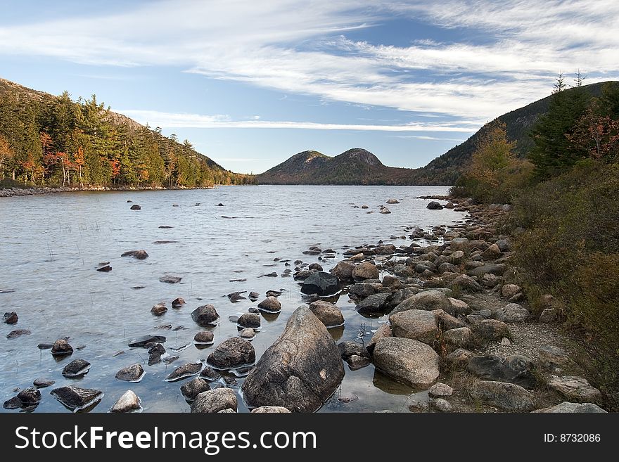 Jordan Pond and Bubble Mountains in Acadia