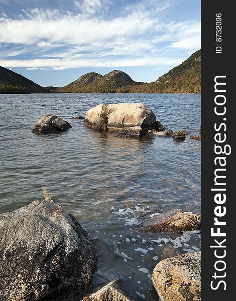 Boulders and Bubble Mountains, Jordan Pond, Acadia. Boulders and Bubble Mountains, Jordan Pond, Acadia