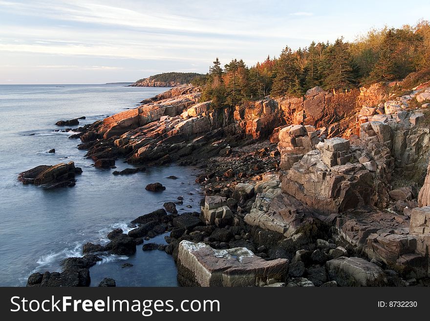 Morning sunrise on Otter Cliffs, Acadia