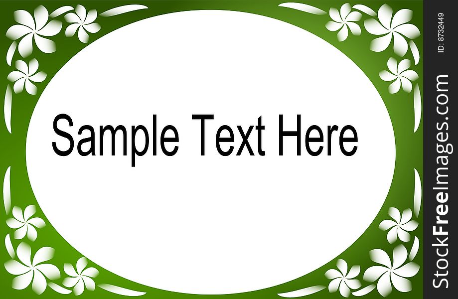 Vector - Frangipani Floral Border in green and white - place to type text. Vector - Frangipani Floral Border in green and white - place to type text