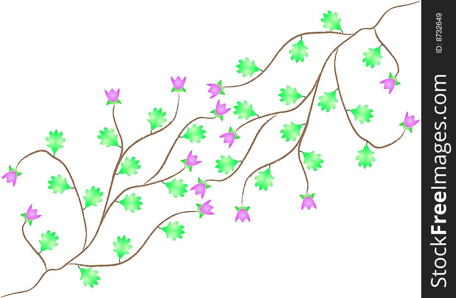 Flowerses on branch. Vector illustration