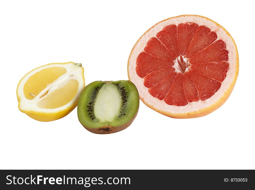Ripe tropical fruits isolated on a white background. Ripe tropical fruits isolated on a white background.