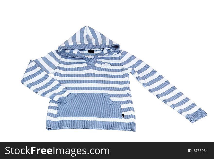 Woolen striped sweater on a white.