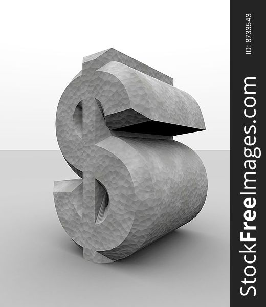 Digitally created dollar sign with concrete texture. Digitally created dollar sign with concrete texture.