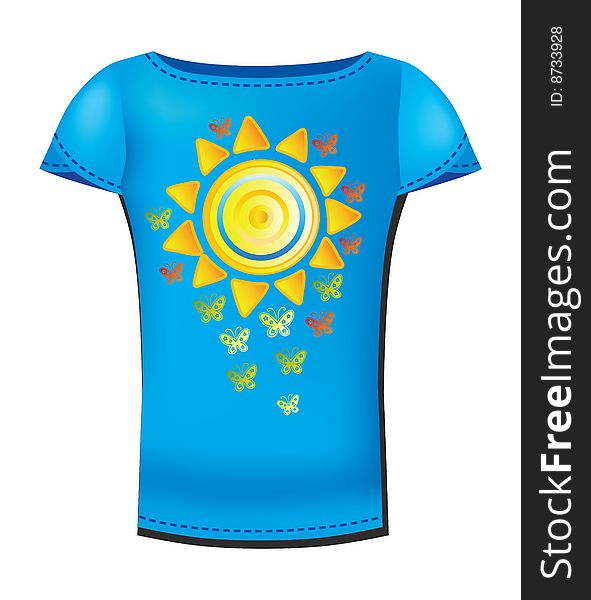 Vector T-shirt design template with flowers and butterflies. Vector T-shirt design template with flowers and butterflies