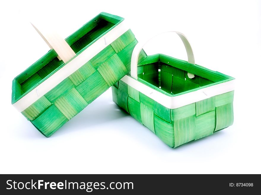 Two empty green basket, soft to
