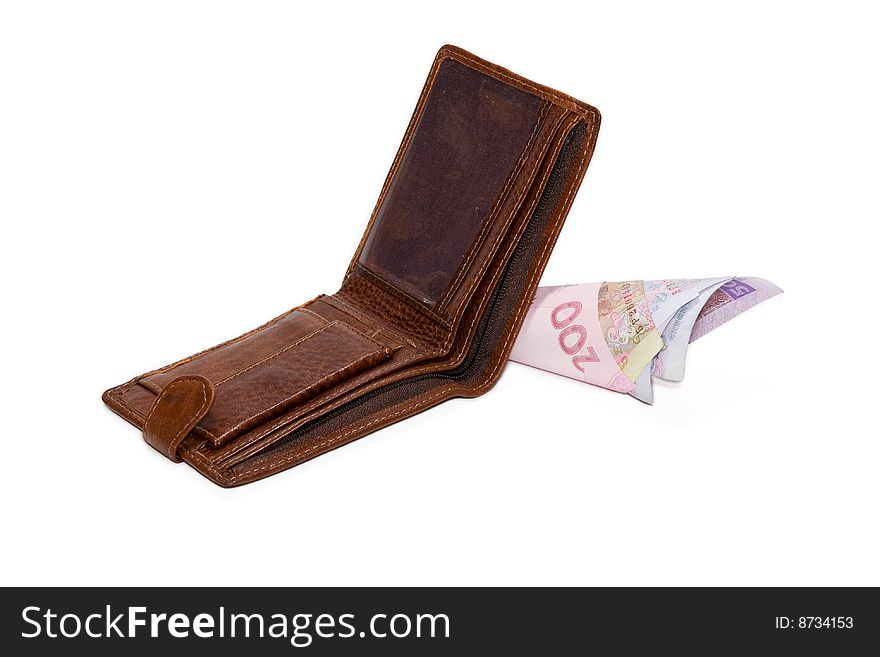 Wallet with a money on a white background. Wallet with a money on a white background
