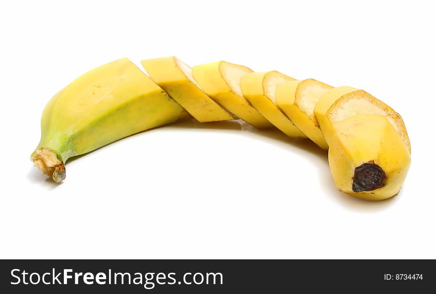 Ripe yellow banana isolated on white background