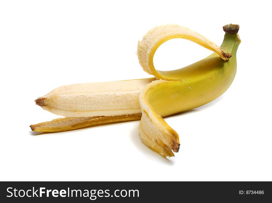 Ripe yellow banana isolated on white background