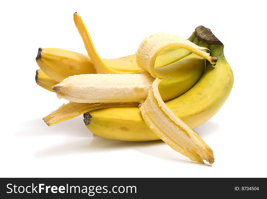 Ripe yellow banana isolated on white background