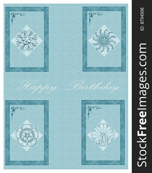 An elegant layout in blue for Happy Birthday cards