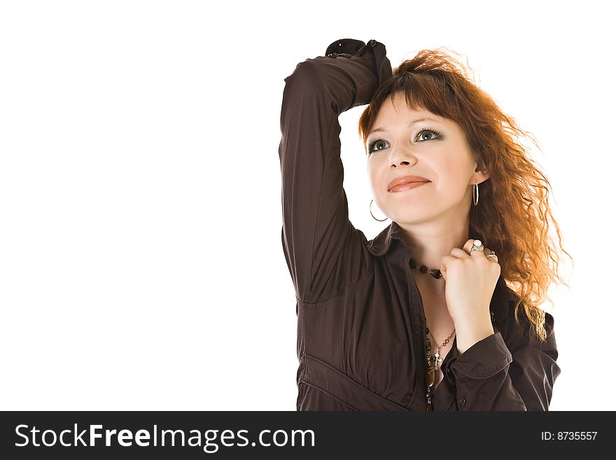 Portrait of a beautiful woman. Isolated on white background