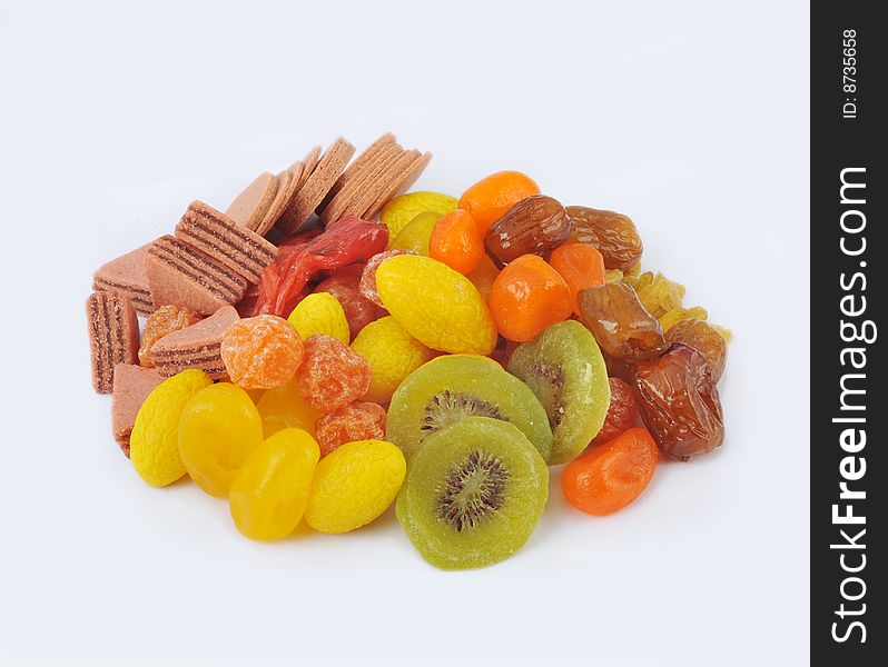 Dried fruits collection on white