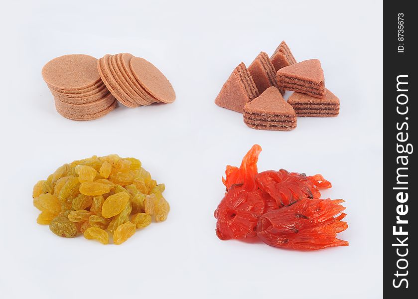 Dried fruits collection on white