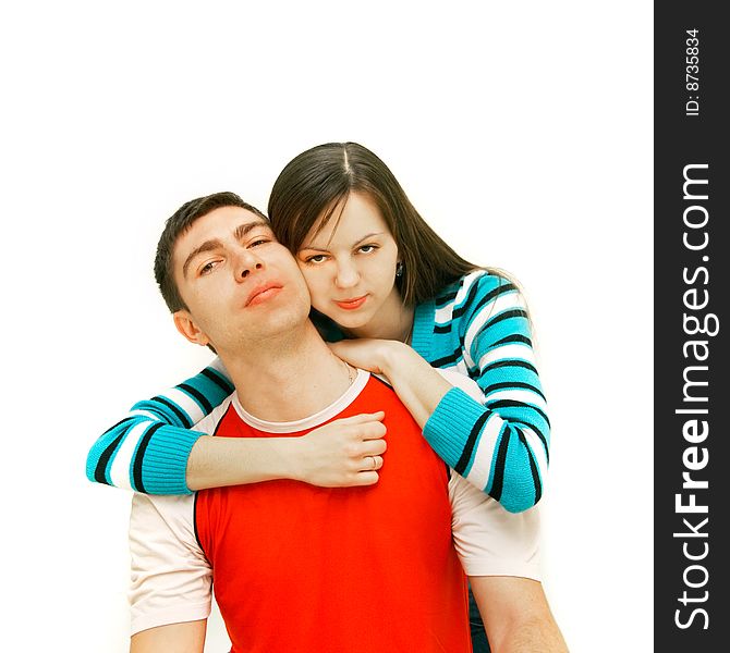 Young couple over white background