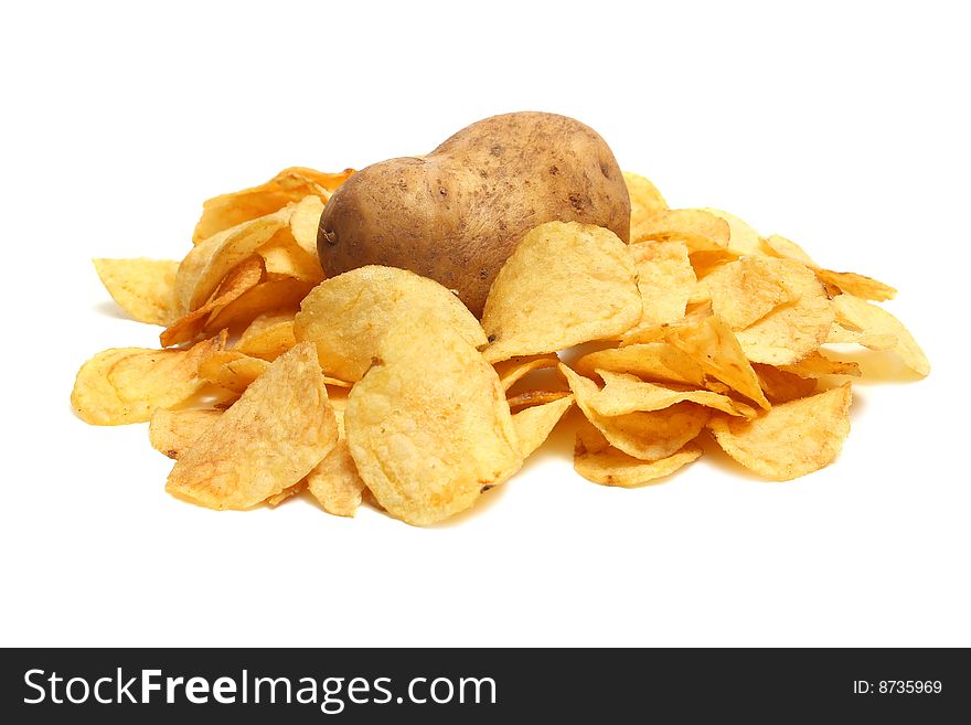 Snack chips potato isolated on white background