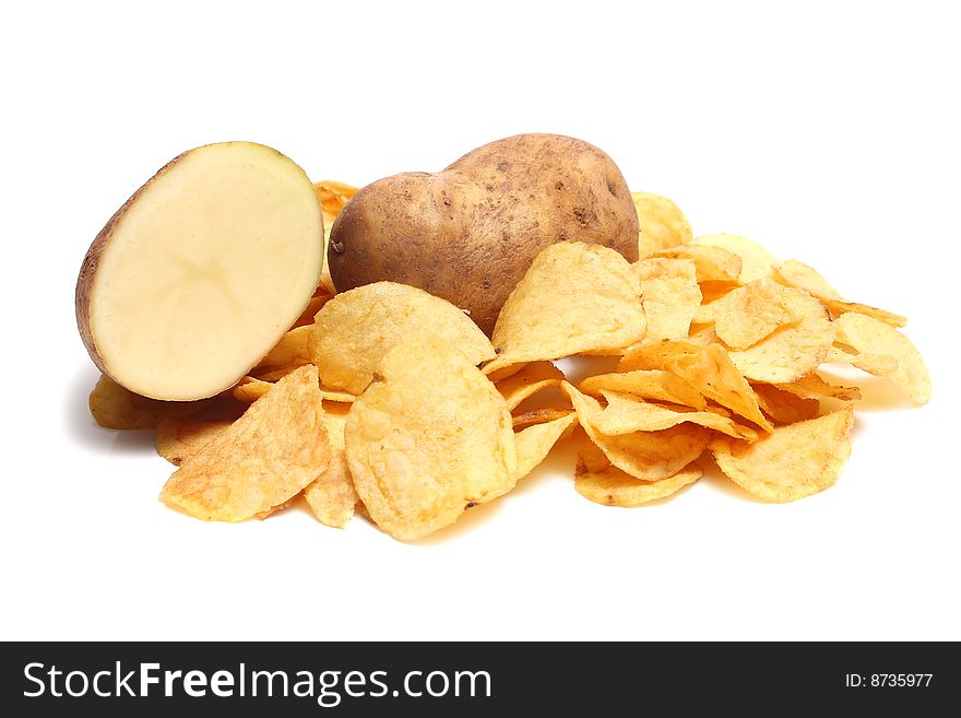 Snack chips potato  isolated on white background