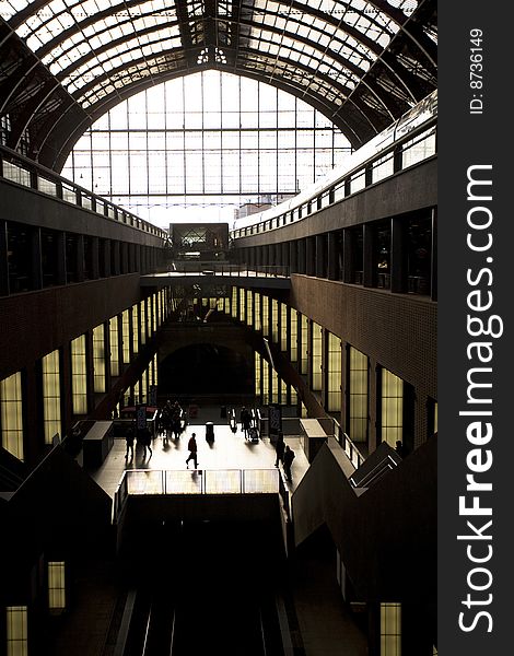 Interior of a train station in antwerp belgium