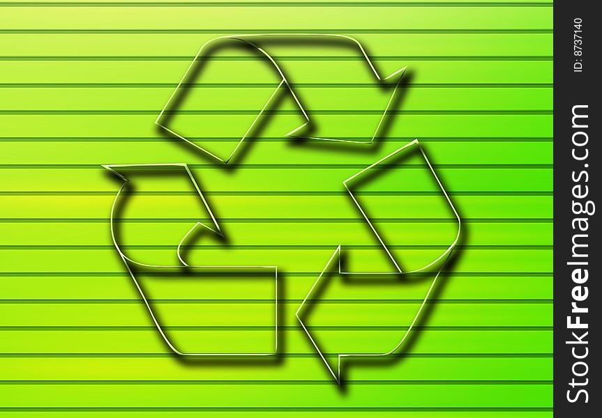 Green symbol of recycle on green background