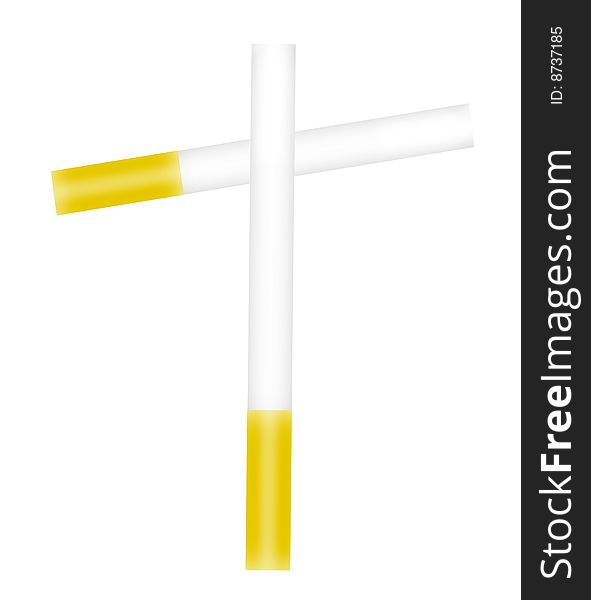 Cigarettes on cross shape. Abstract illustration design