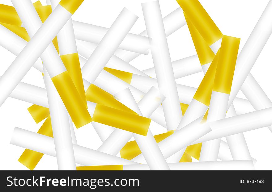 Cigarettes on white background. Abstract illustration design