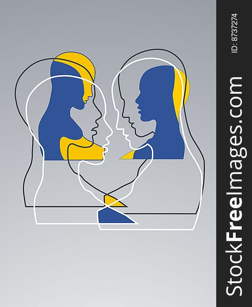 Free competition illustration girls in 
side facet