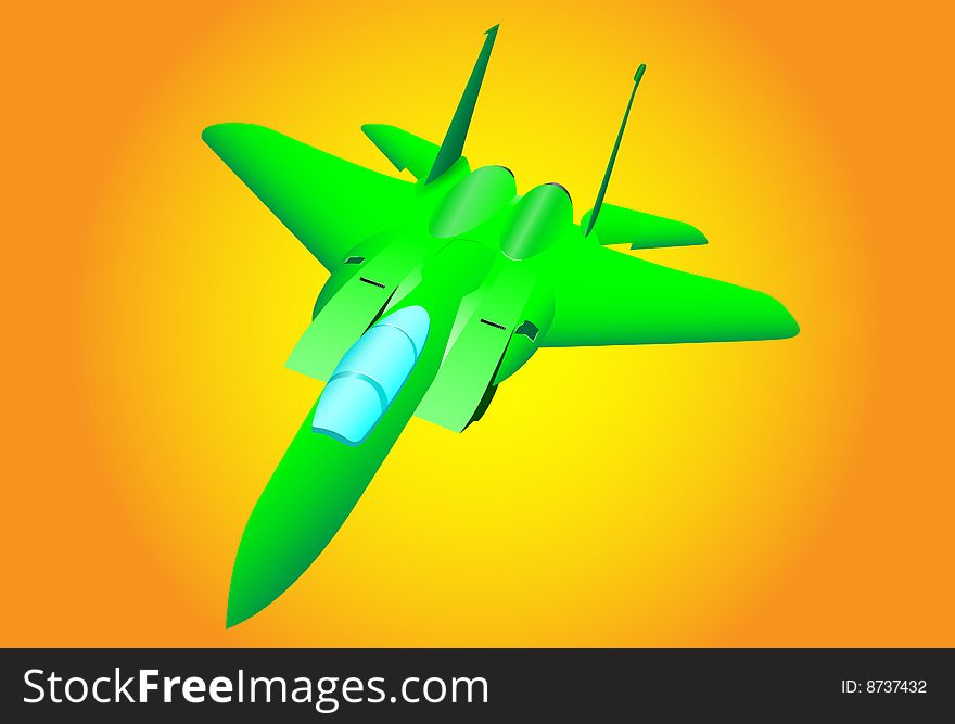 The green plane. Vector. Without mesh.