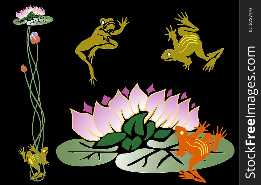 Vector figures of plants and animals a bog