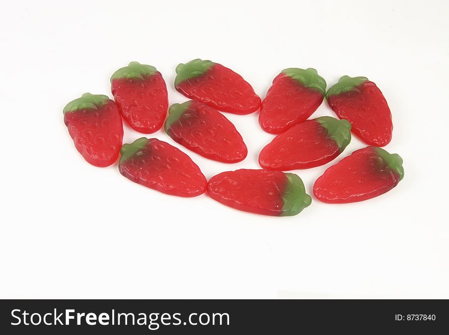 Strawberry candy sweets isolated over a white background