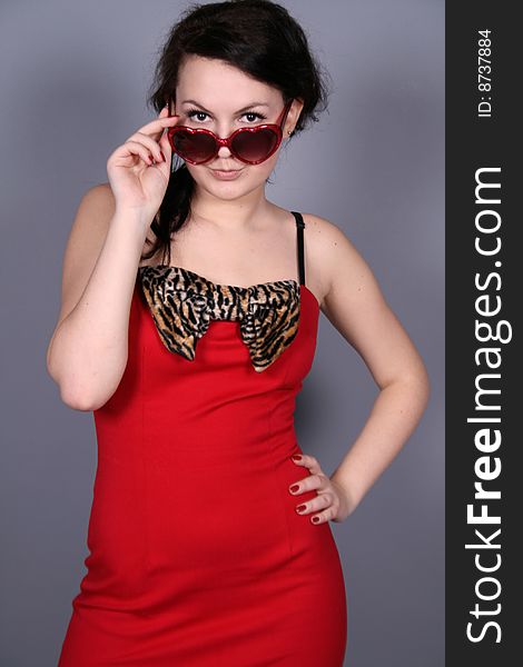 Funny pinup girl in sunglasses. Funny pinup girl in sunglasses