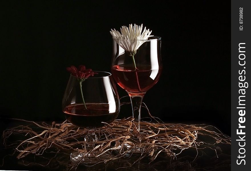 Two goblets on black background. Two goblets on black background.