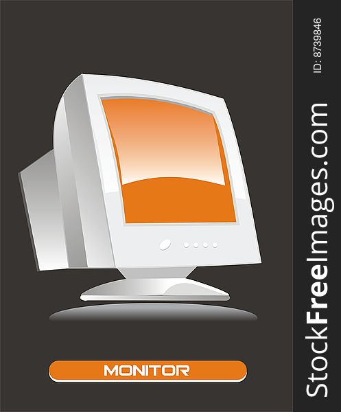 Illustration of computer monitor isolated on colored background.