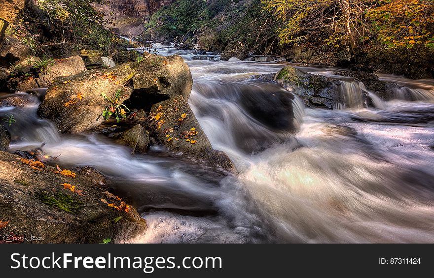 Just downstream from Webster&#x27;s Falls in Dundas, Ontario. Just downstream from Webster&#x27;s Falls in Dundas, Ontario.