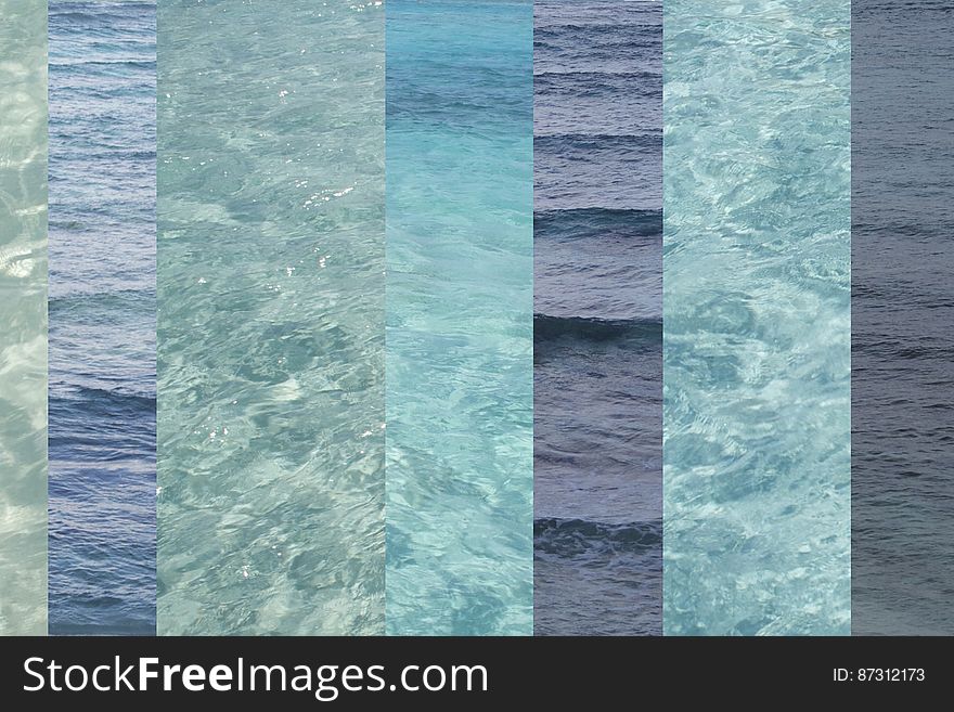 I compiled various water shots into one image here with photoshop. The different types of aqua and blue hues here are beautiful. I compiled various water shots into one image here with photoshop. The different types of aqua and blue hues here are beautiful.