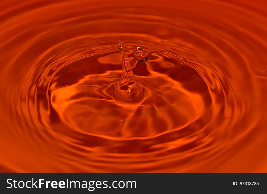 Drop Of Water Hitting Orange Bowl