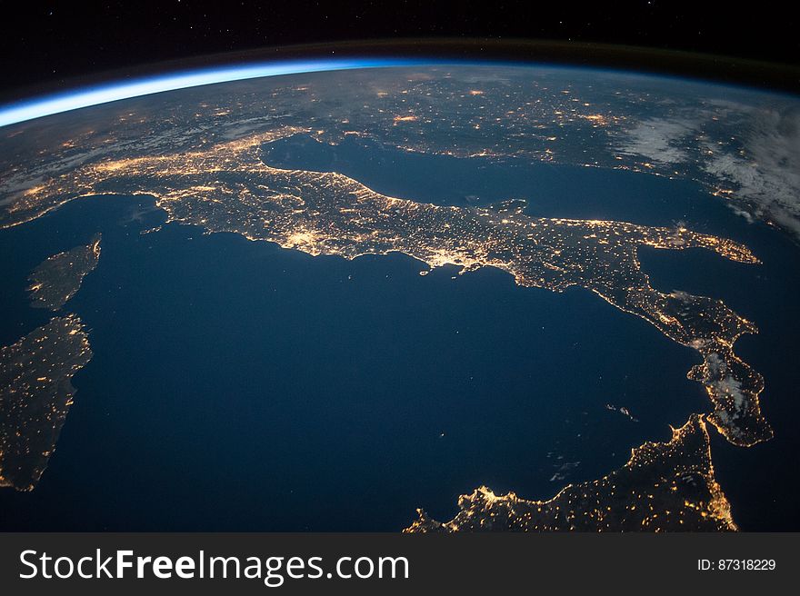 A view over the planet Earth with the focus on the Italian peninsula. A view over the planet Earth with the focus on the Italian peninsula.