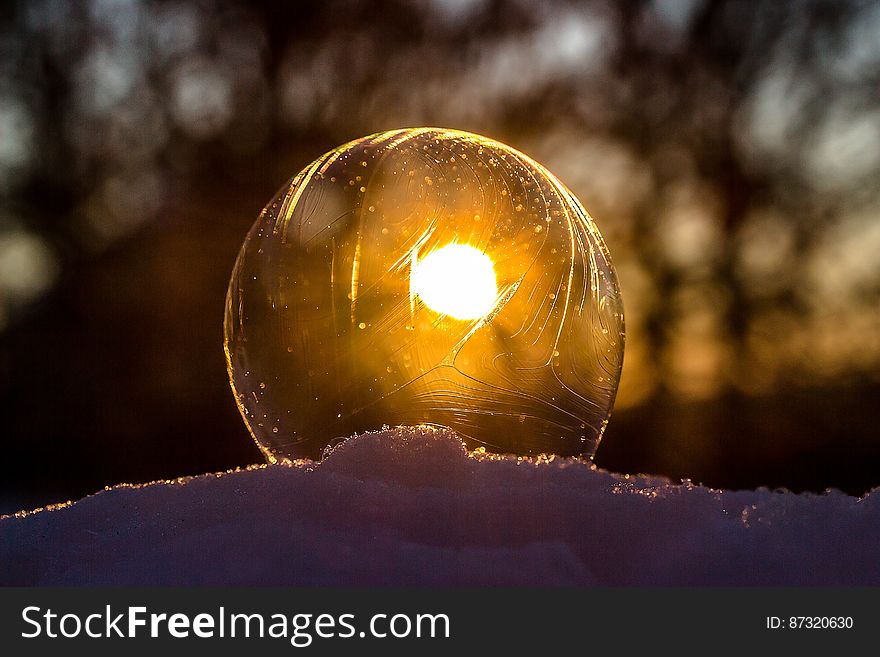 Close-up of Light Bulb during Sunset